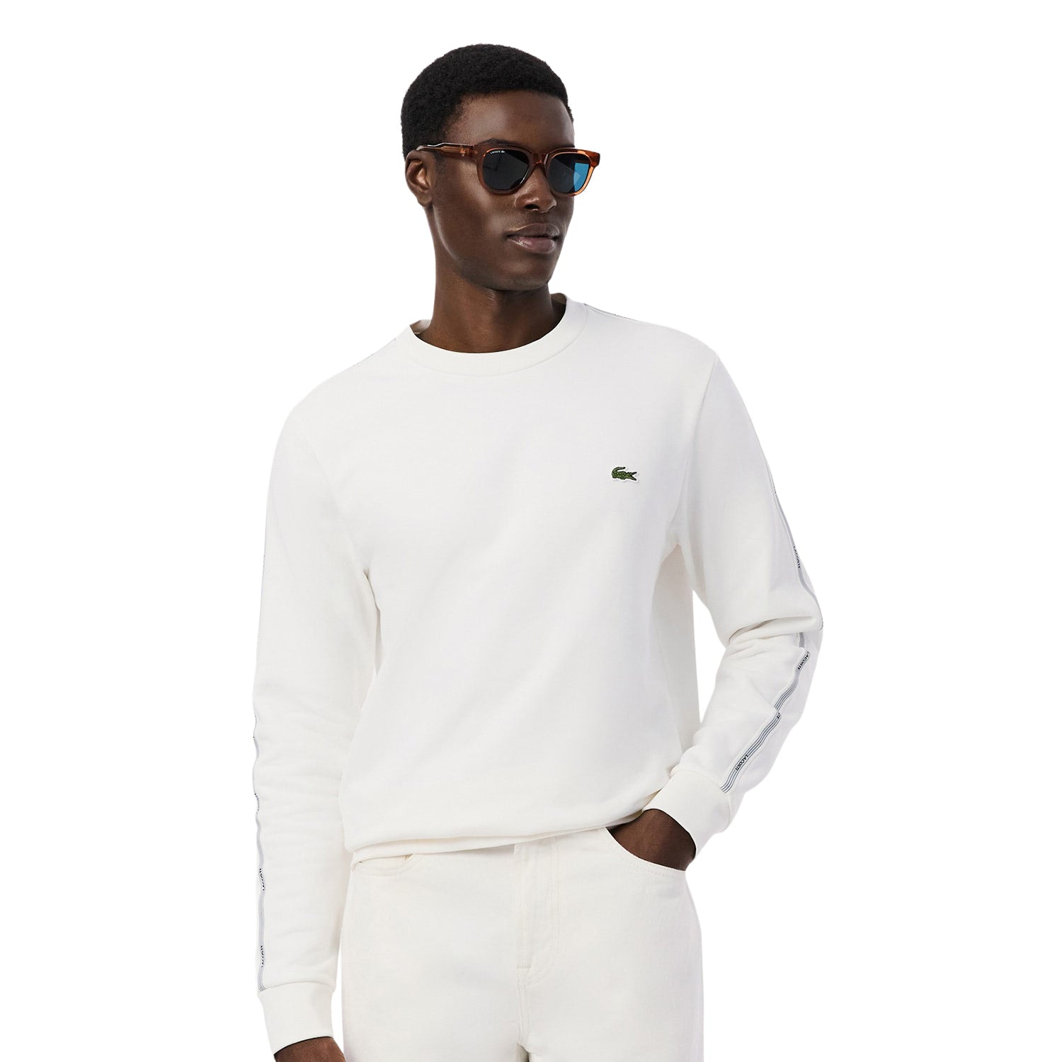 Lacoste Stripe Band Fleece Sweatshirt Farine  - SH0891-70V