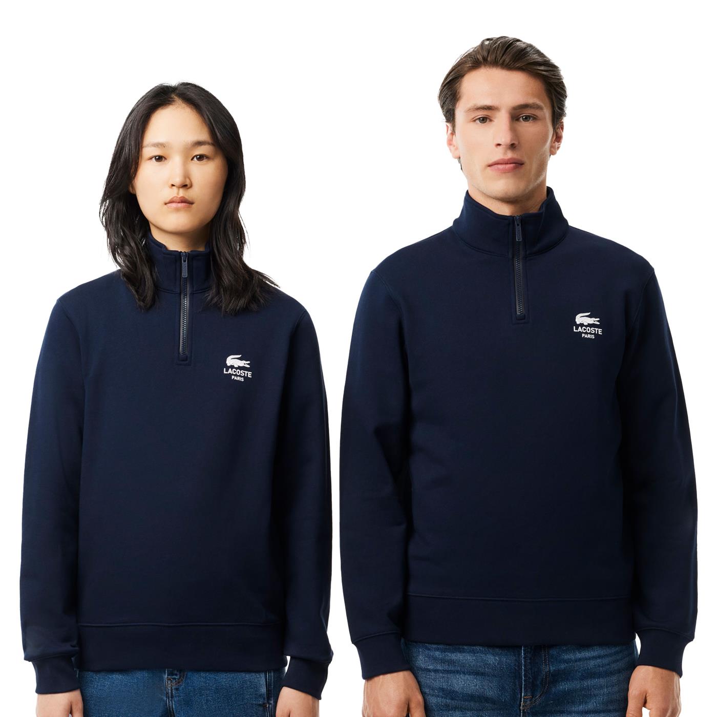 Lacoste High-Neck Zip-Up Print Sweatshirt Midnight Blue  - SH2735-166