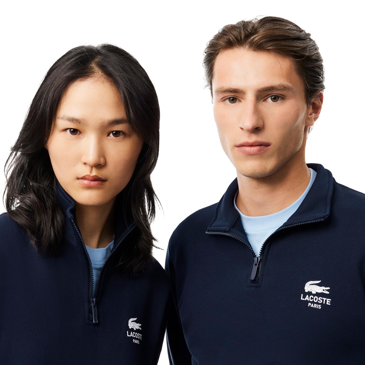 Lacoste High-Neck Zip-Up Print Sweatshirt Midnight Blue  - SH2735-166