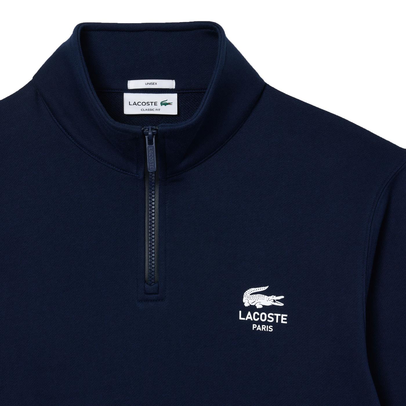 Lacoste High-Neck Zip-Up Print Sweatshirt Midnight Blue  - SH2735-166