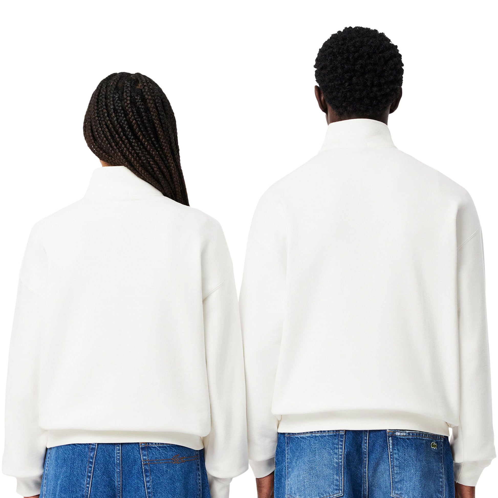 Lacoste Loose Fit Zip Neck Badge Accent Sweatshirt Flour  - SH2748-70V