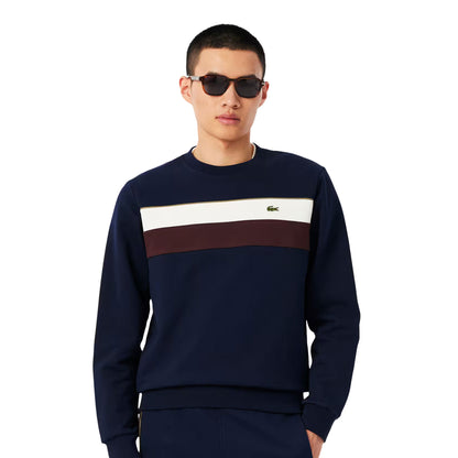 Lacoste Colour-Block Fleece Sweatshirt Navy/Flour-Vermouth  - SH5498-6WZ