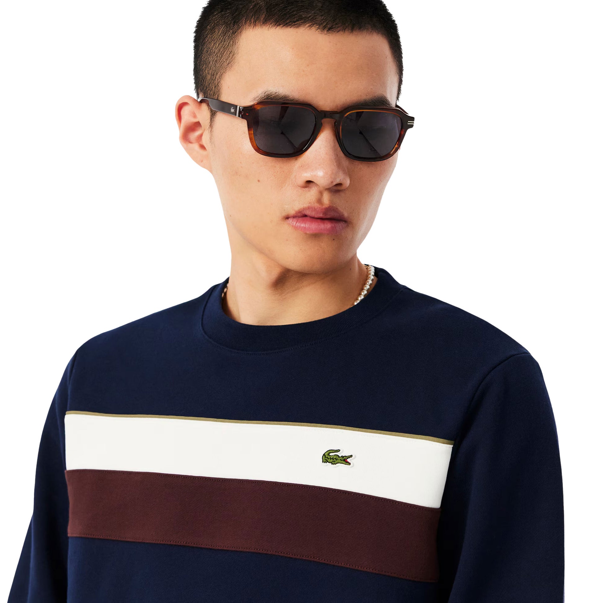 Lacoste Colour-Block Fleece Sweatshirt Navy/Flour-Vermouth  - SH5498-6WZ