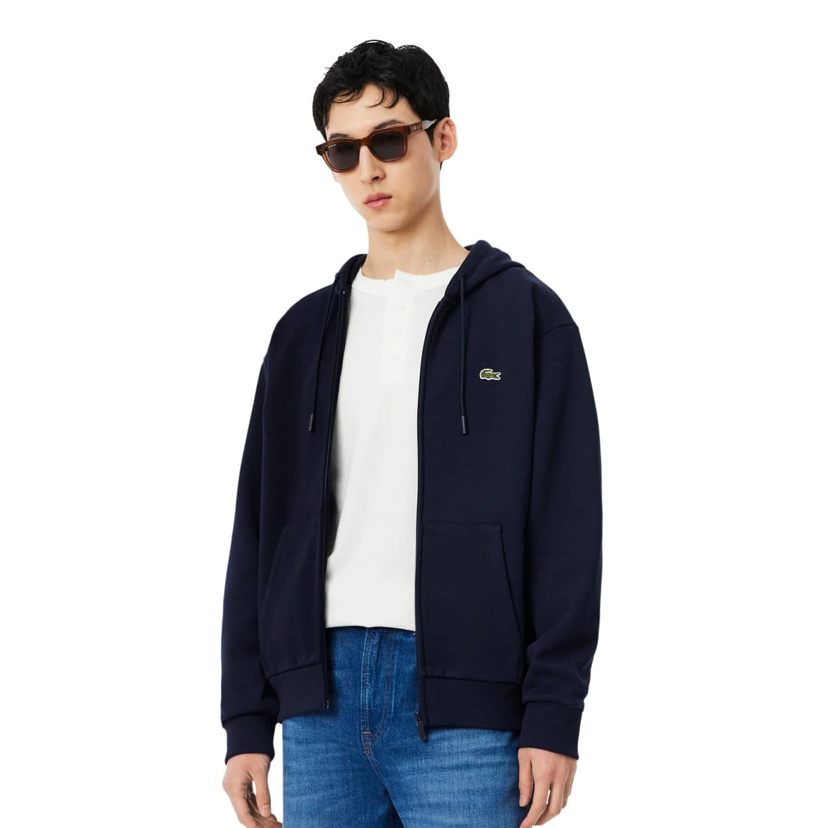Lacoste Zipped Fleece Hoodie Midnight Blue  - SH8864-166