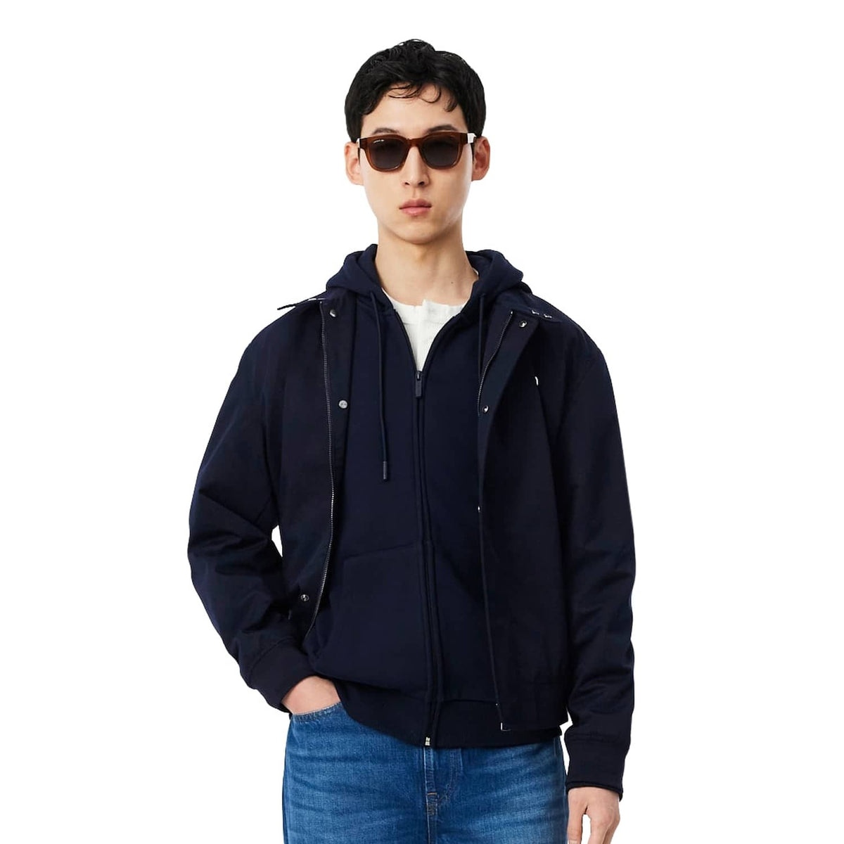 Lacoste Zipped Fleece Hoodie Midnight Blue  - SH8864-166