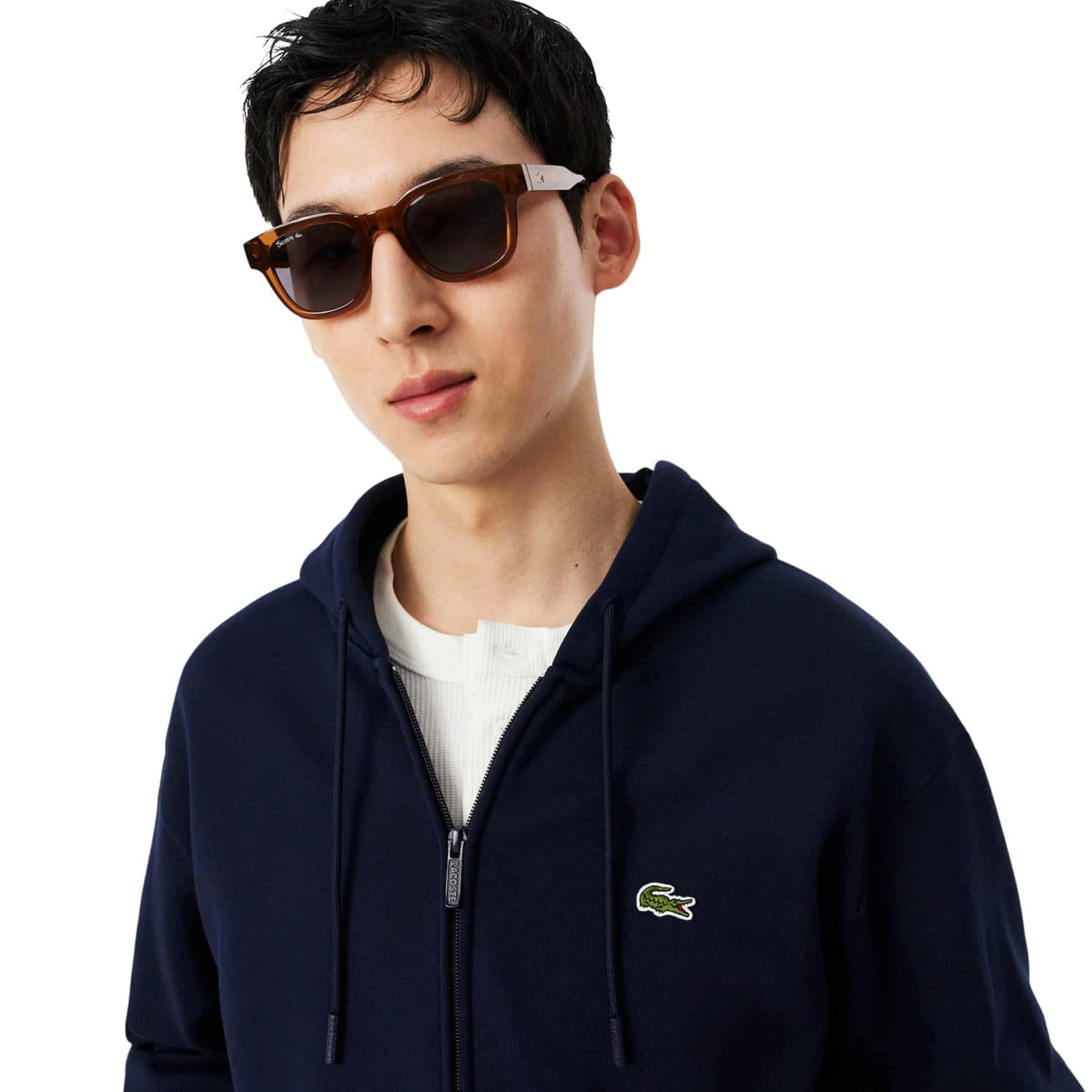 Lacoste Zipped Fleece Hoodie Midnight Blue  - SH8864-166
