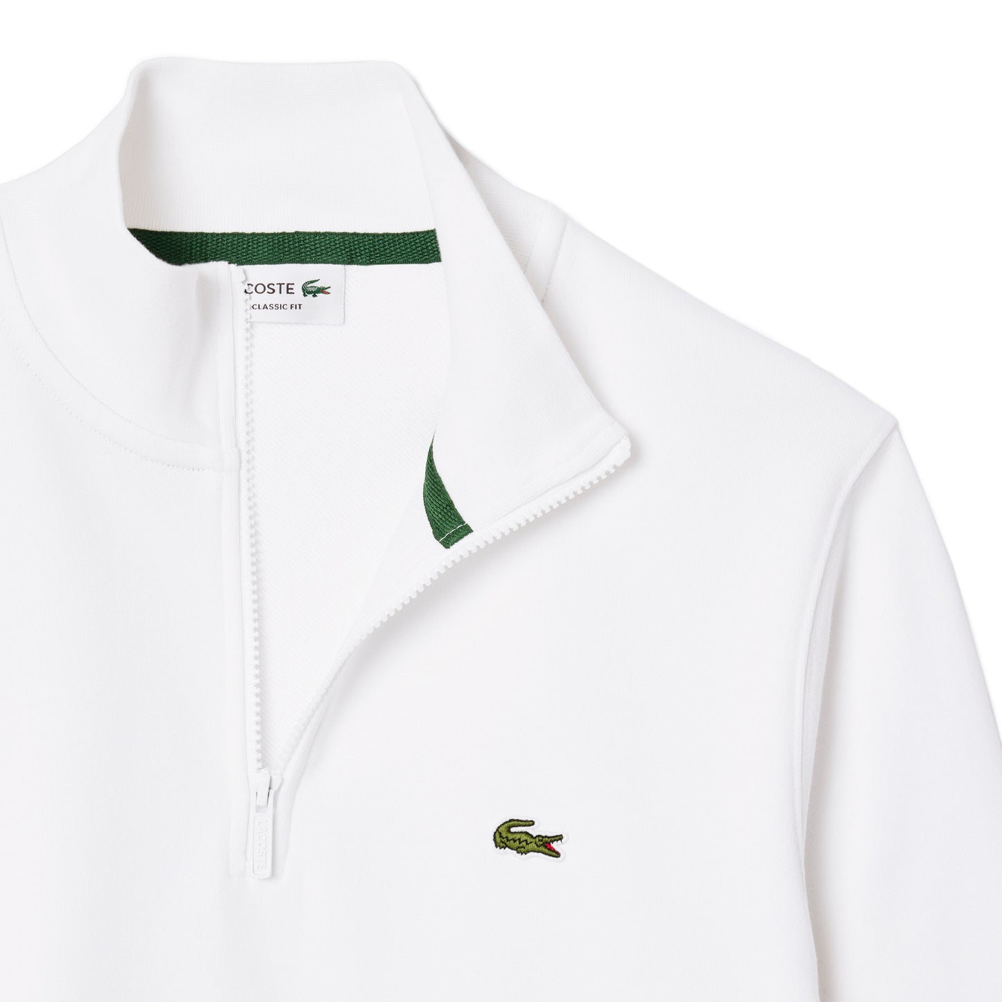 Lacoste High Neck Zipped Fleece Sweatshirt White  - SH9774-001