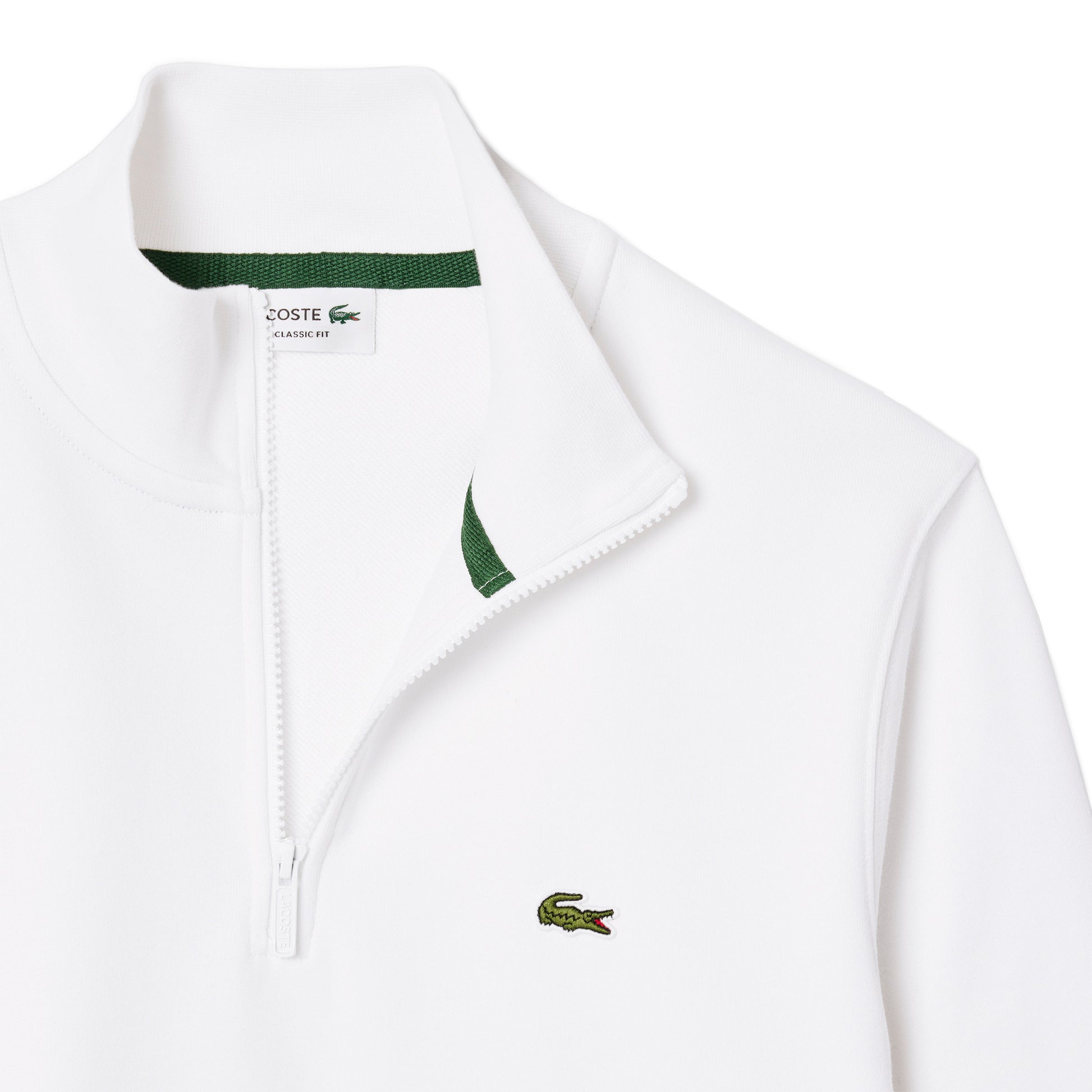 Lacoste High Neck Zipped Fleece Sweatshirt White  - SH9774-001