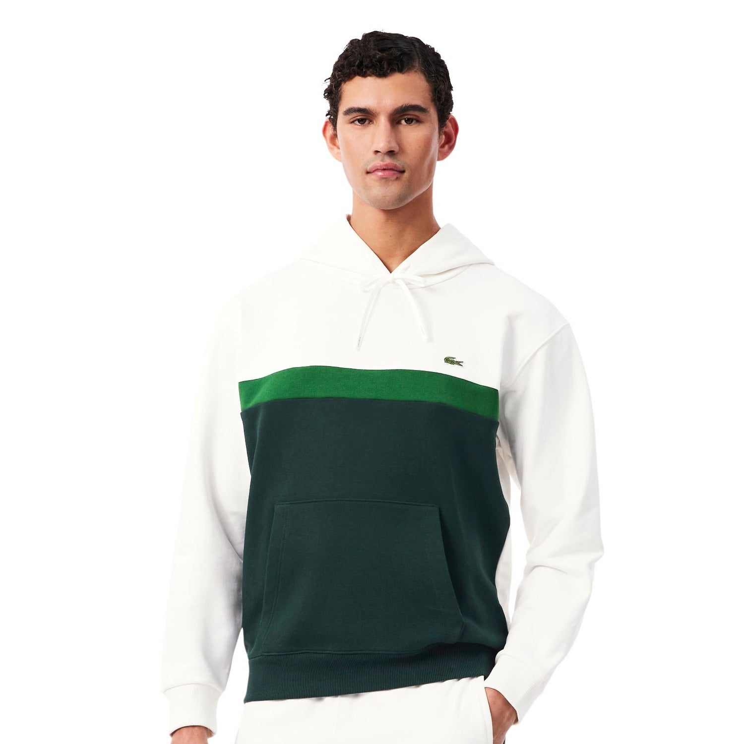Lacoste Colour-Block Fleece Hoodie Farine/Sinople  - SH9798-0LP