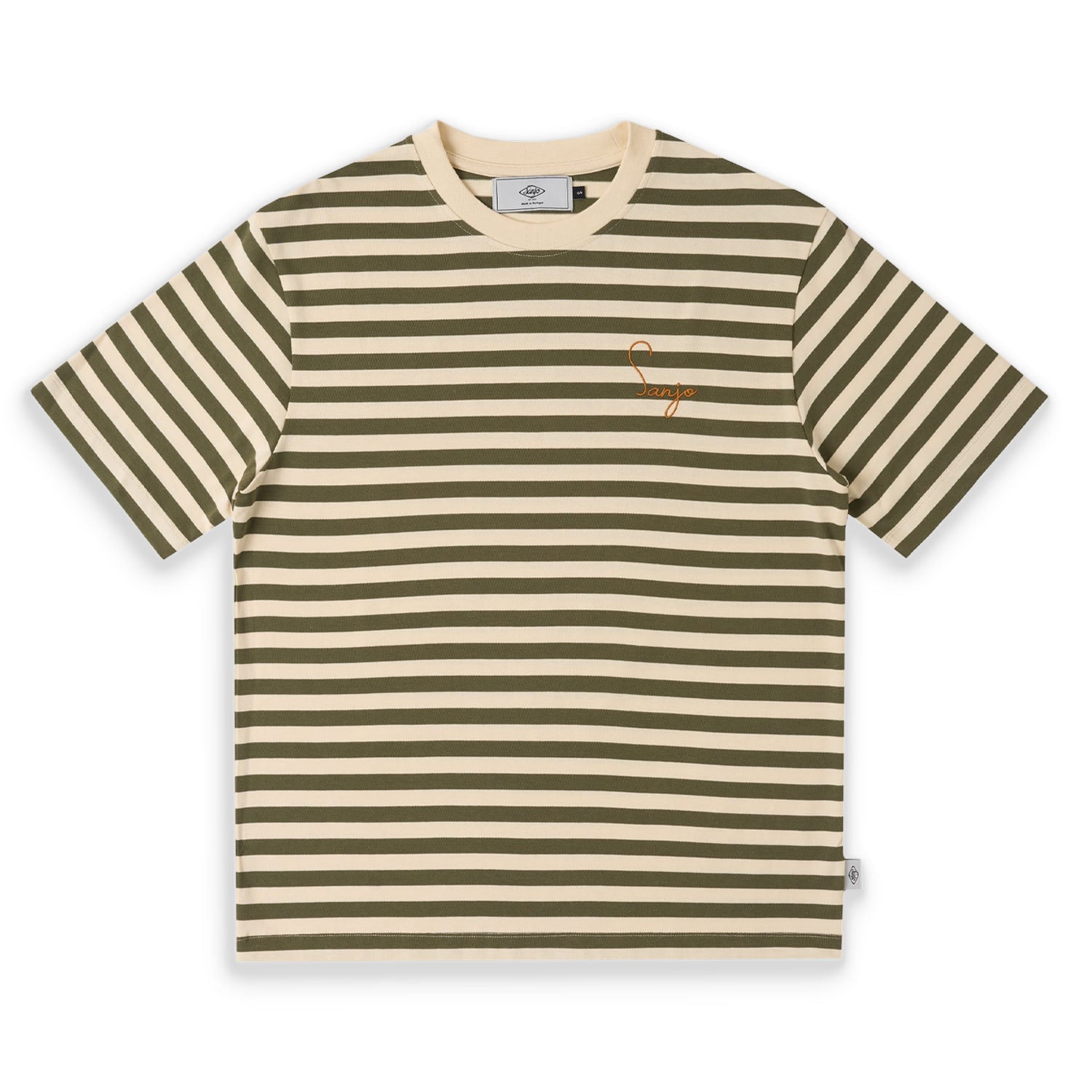 Sanjo Stripes 80 T-Shirt Khaki Ecru  - SS26_1S8_ECR