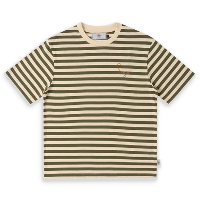 Sanjo Stripes 80 T-Shirt Khaki Ecru  - SS26_1S8_ECR