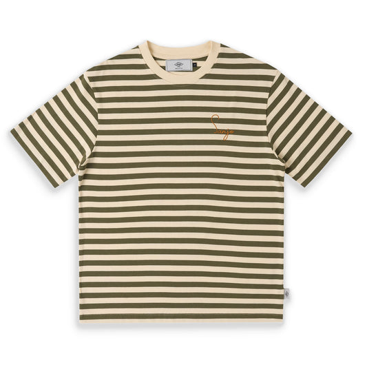 Sanjo Stripes 80 T-Shirt Khaki Ecru  - SS26_1S8_ECR