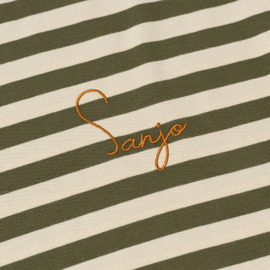 Sanjo Stripes 80 T-Shirt Khaki Ecru  - SS26_1S8_ECR