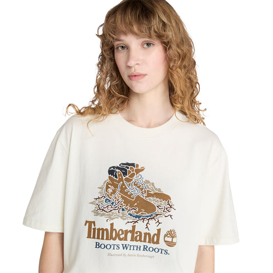 Timberland Front Boot Graphic Tee Vintage White  - TB0A6DJ1CM91