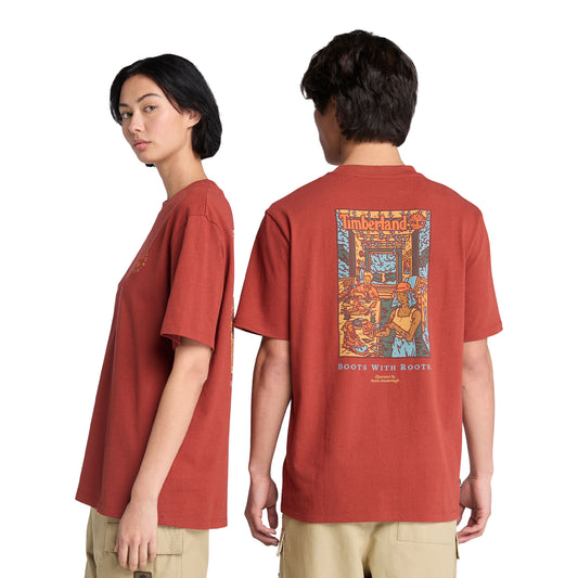 Timberland Washed Boot Lab Back Graphic Tee Burnt Henna  - TB0A6DPDEOD1