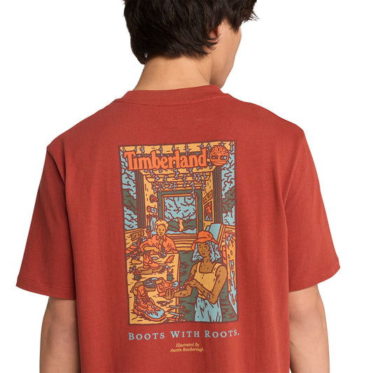 Timberland Washed Boot Lab Back Graphic Tee Burnt Henna  - TB0A6DPDEOD1