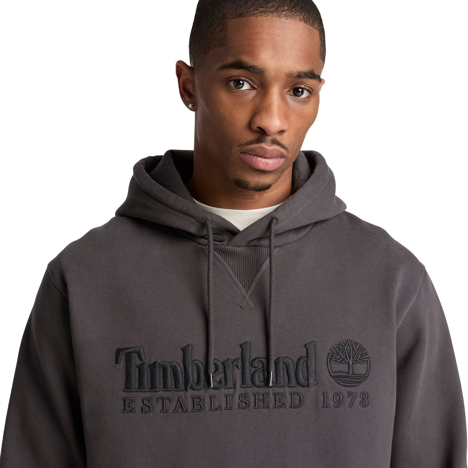 Timberland 1973 Embroidered Logo BB Hoodie Vintage Black  - TBC0YHB6CN11