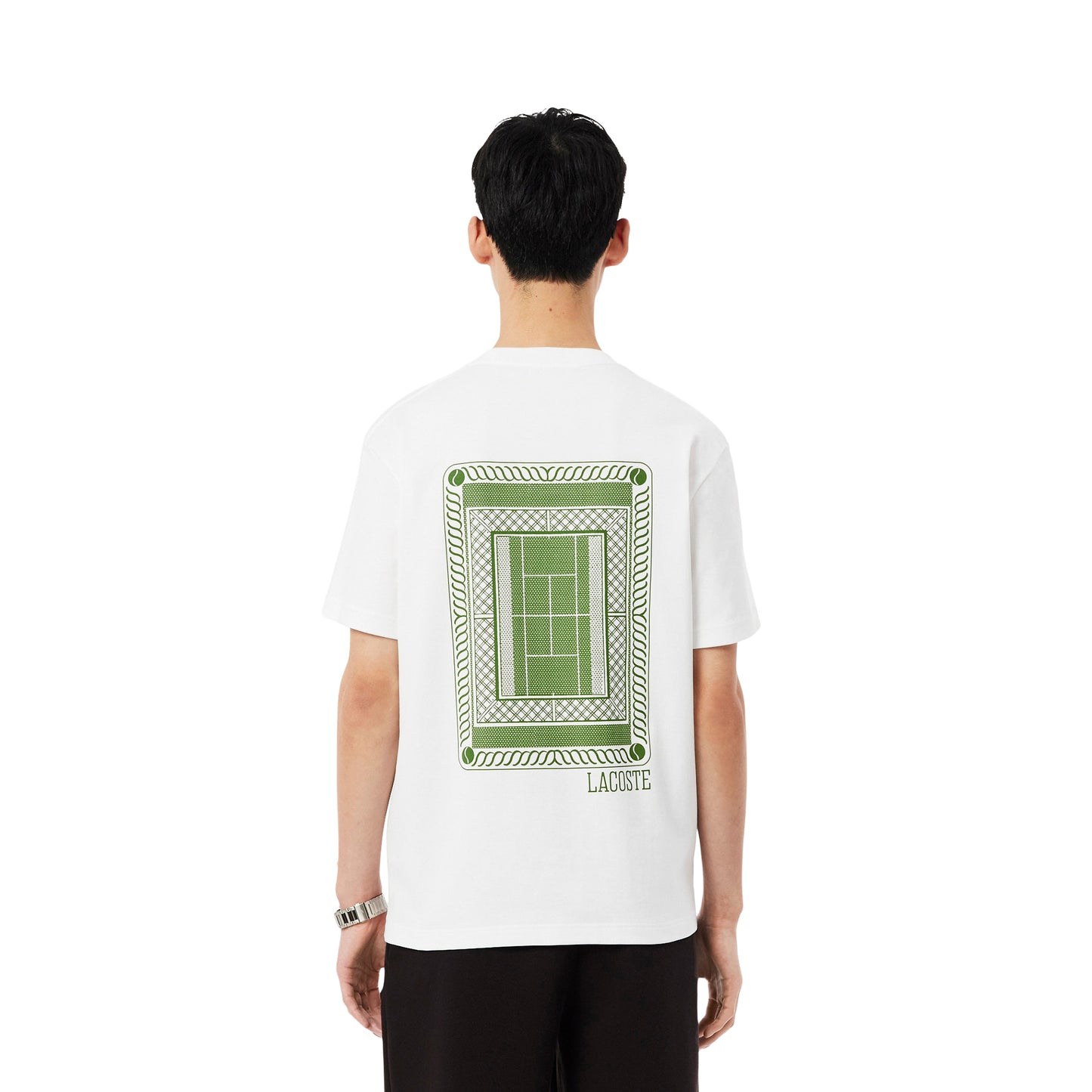 Lacoste Classic Fit Back Print Heavy Cotton T-Shirt White  - TH1750-001