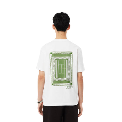 Lacoste Classic Fit Back Print Heavy Cotton T-Shirt White  - TH1750-001