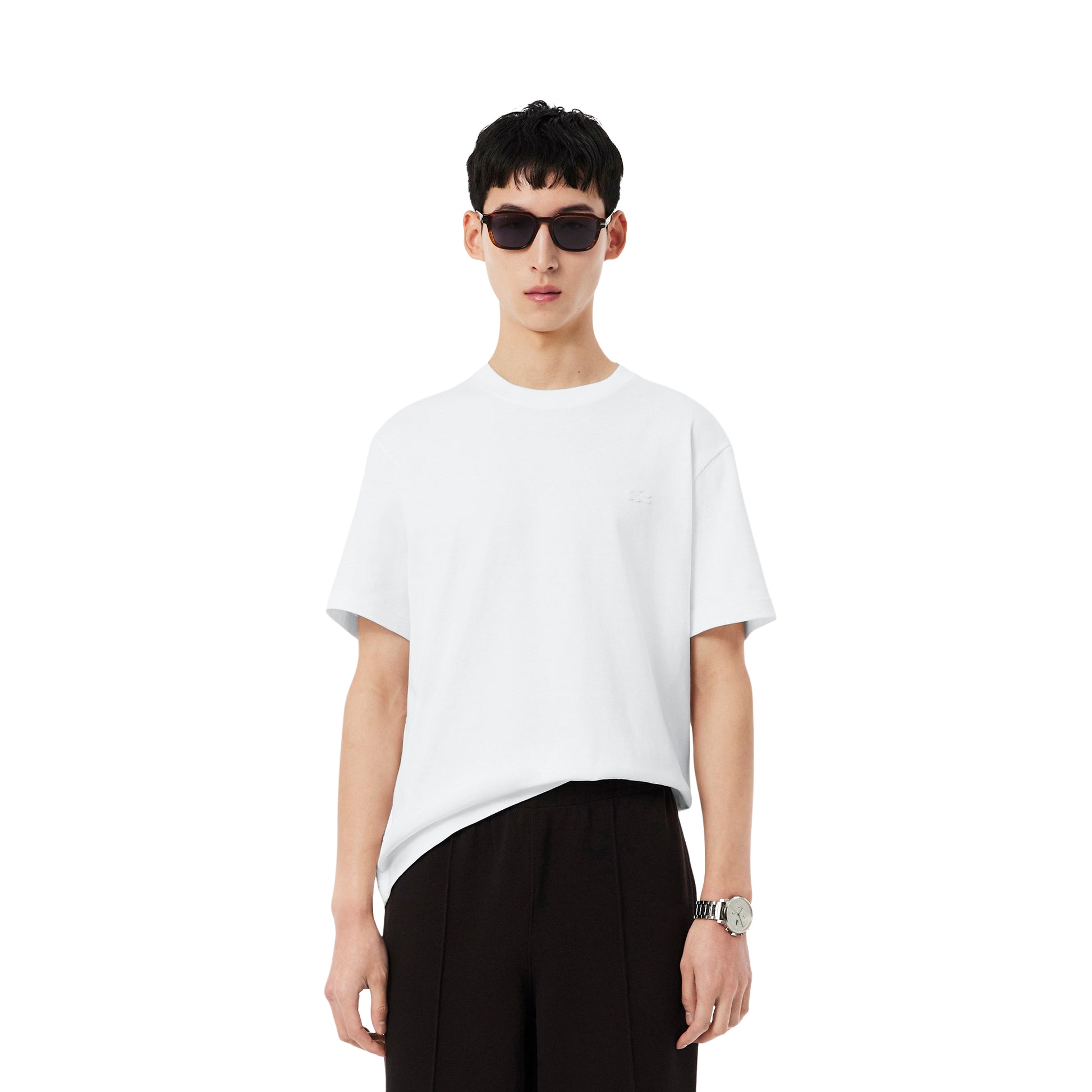 Lacoste Classic Fit Back Print Heavy Cotton T-Shirt White  - TH1750-001