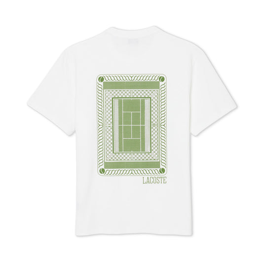 Lacoste Classic Fit Back Print Heavy Cotton T-Shirt White  - TH1750-001