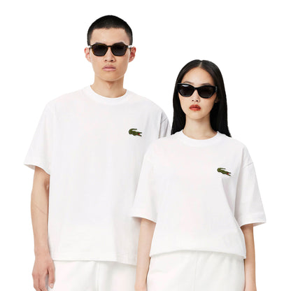 Lacoste Loose Fit Heavy Cotton Badge T-Shirt White  - TH2745-001
