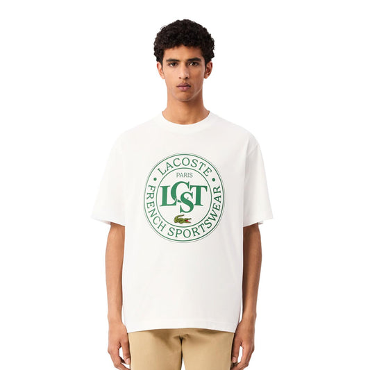 Lacoste Loose Fit Jersey Print T-Shirt White  - TH2753-001