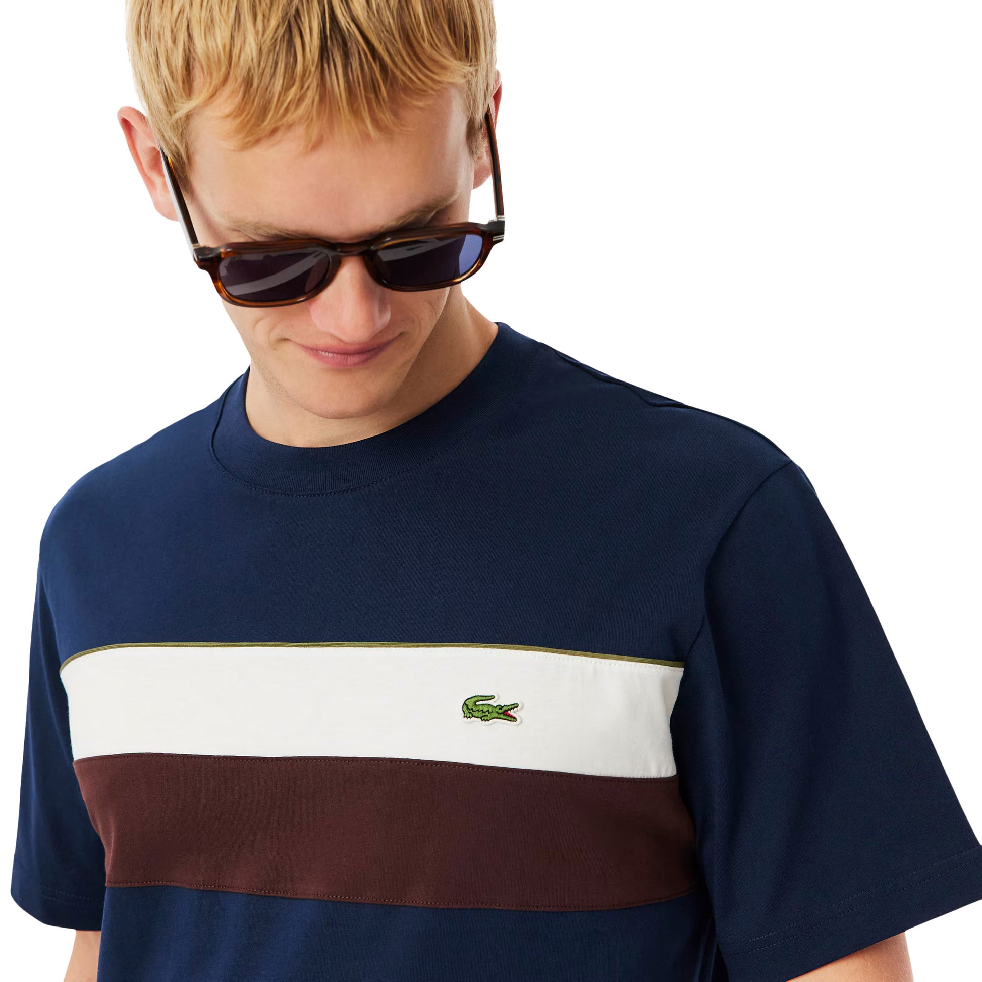 Lacoste Jersey Colour-Block T-Shirt Marine/Farine-Vermouth  - TH5890-6WZ