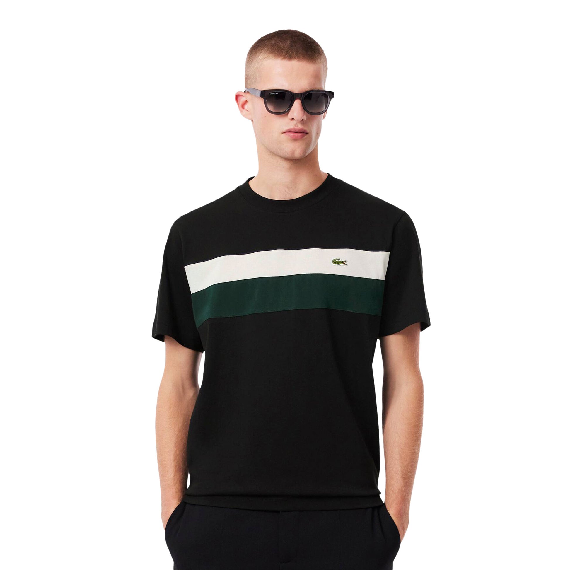 Lacoste Jersey Colour-Block T-Shirt Black/Laponie-Sinople  - TH5890-6XH