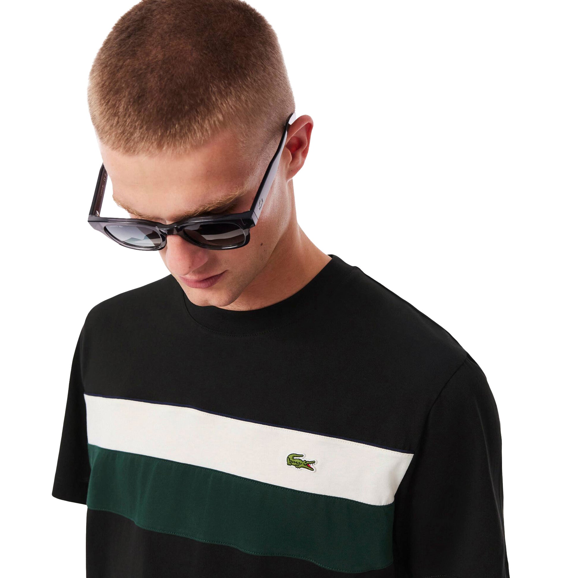 Lacoste Jersey Colour-Block T-Shirt Black/Laponie-Sinople  - TH5890-6XH