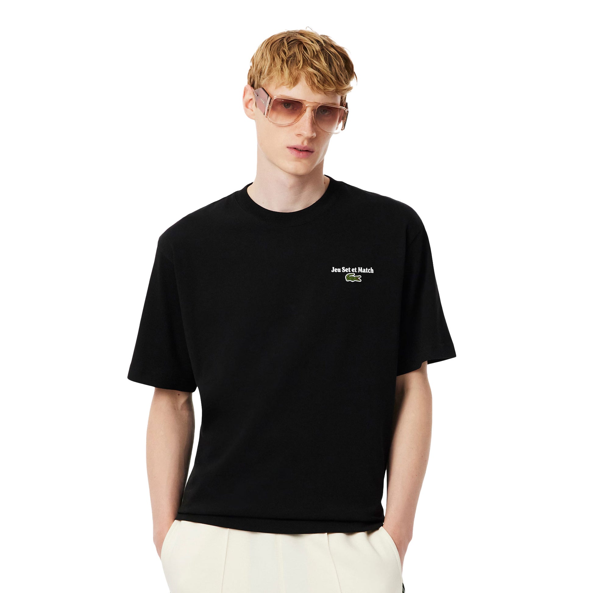 Lacoste Loose Fit Heavy Jersey Printed T-Shirt Black  - TH5950-031