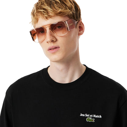 Lacoste Loose Fit Heavy Jersey Printed T-Shirt Black  - TH5950-031