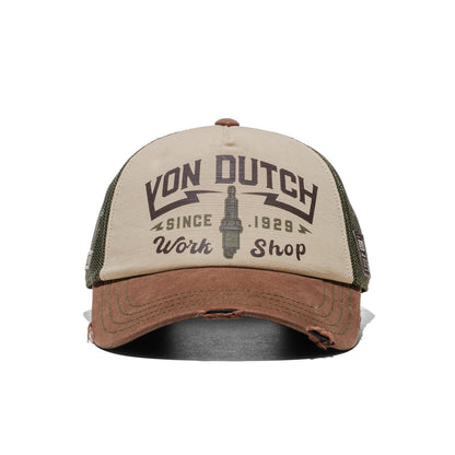 Von Dutch Trucker Cap Beige/Brown/Olive Green  - VD_1_CT_CREW_40