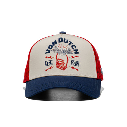 Von Dutch Trucker Cap Beige/Navy/Red  - VD_1_CT_GRA