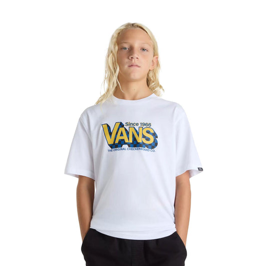 Vans Boys Checker Drop SS Tee White  - VN000MK6WHT1