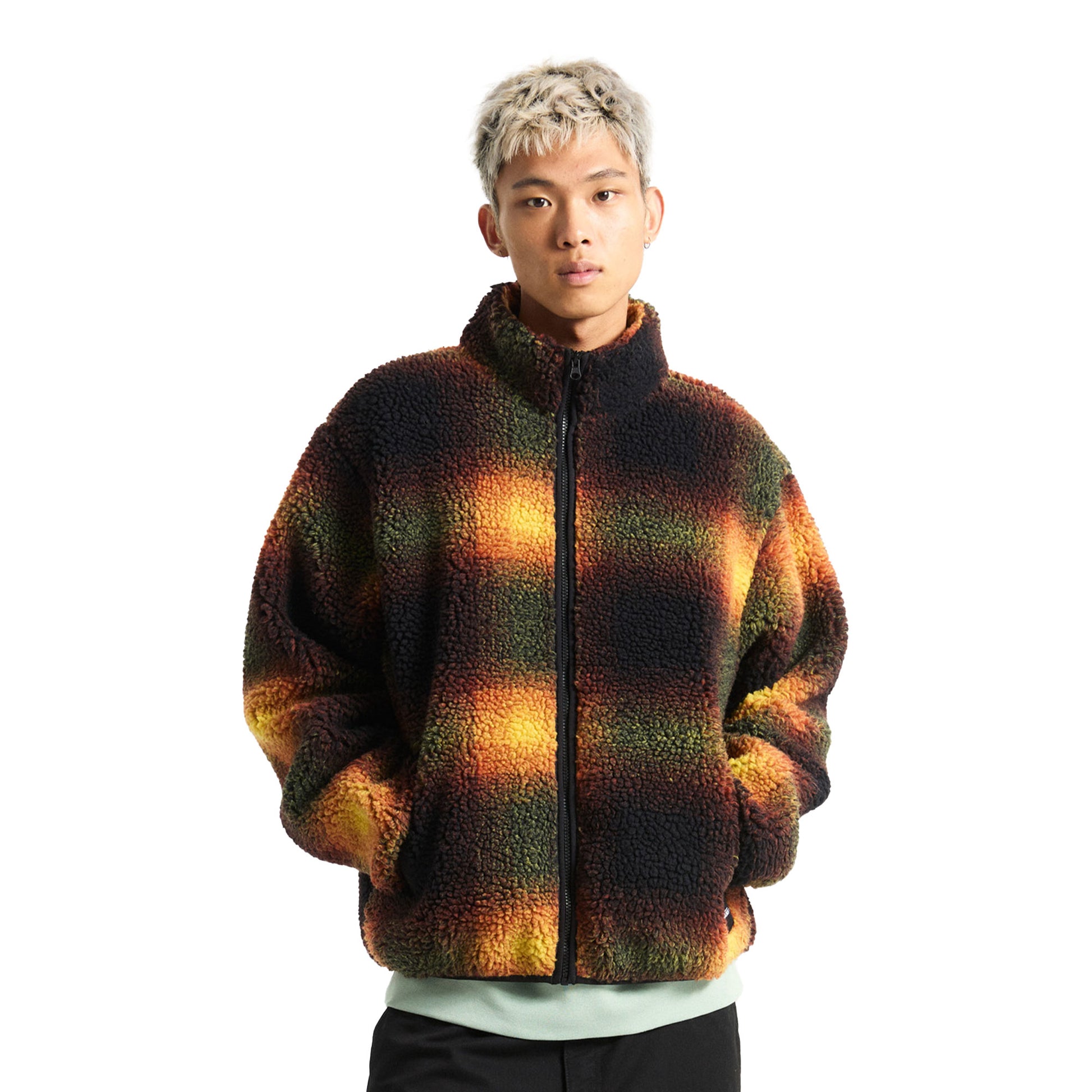 Vans Heights Sherpa Full-Zip Black/Herritage Mustard  - VN000PTBF0W1