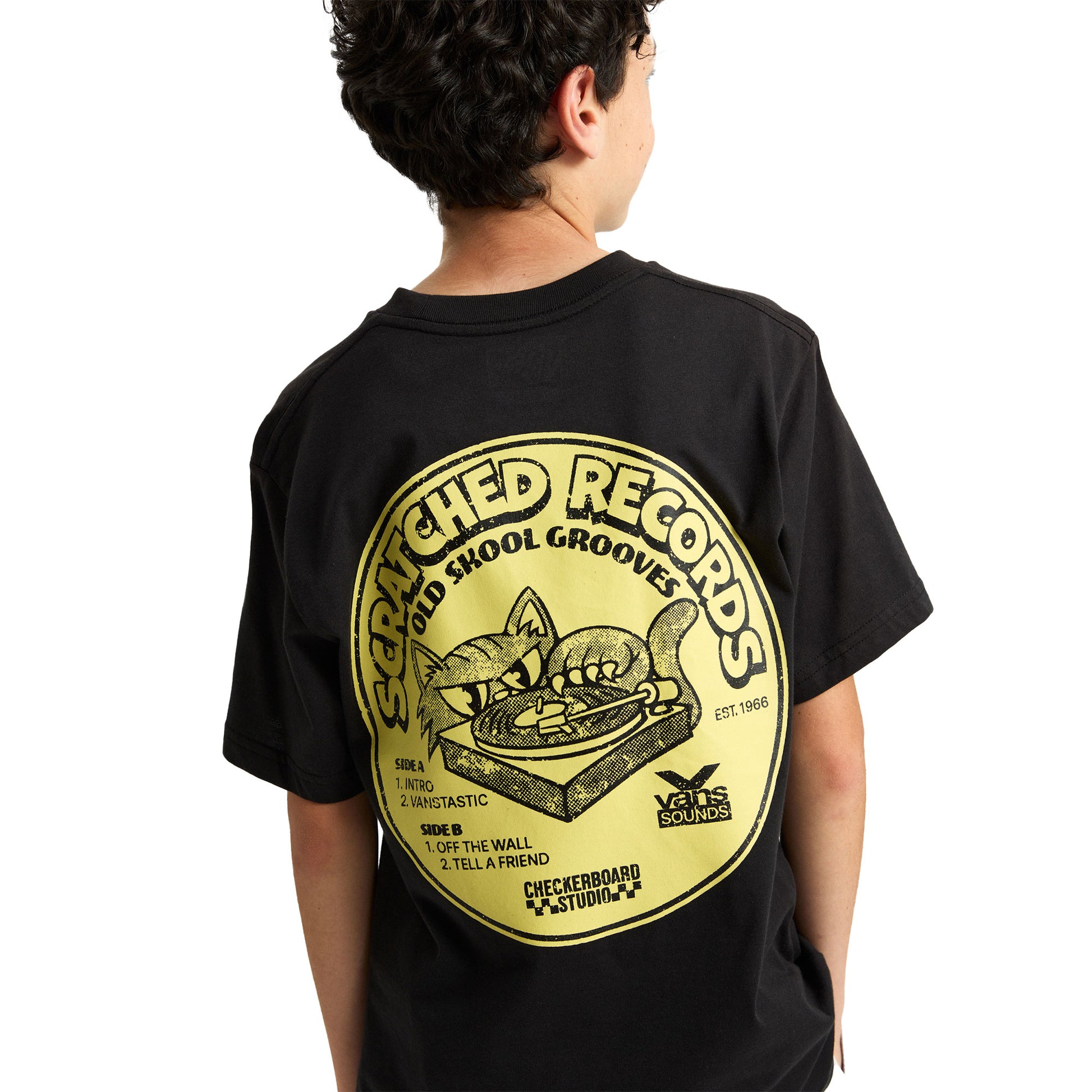 Vans Boys Scratched Records SS Tee Black  - VN000RCGBLK1