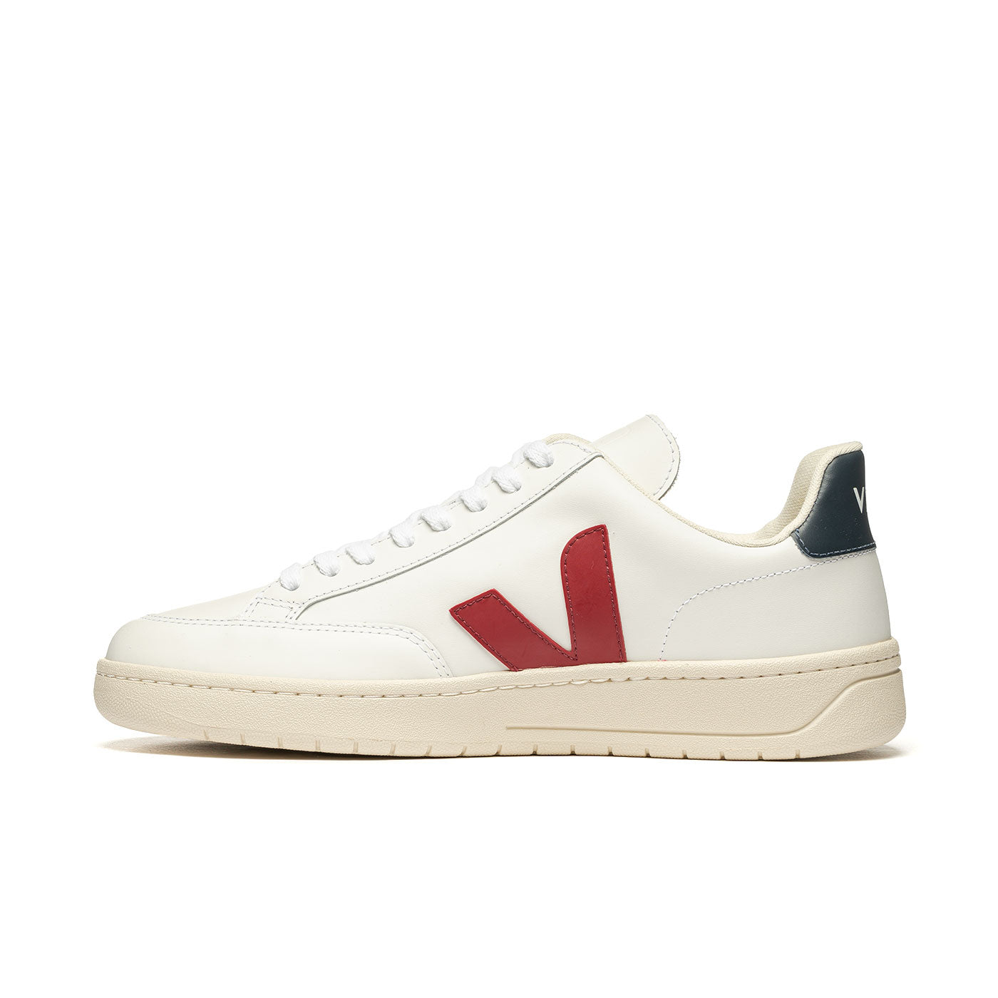 Veja V-12 Leather Extra White/Marsala-Nautico