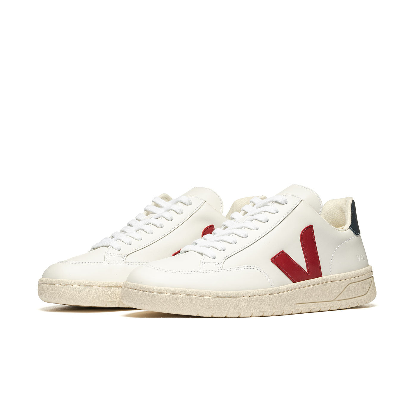 Veja V-12 Leather Extra White/Marsala-Nautico