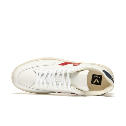 Veja V-12 Leather Extra White/Marsala-Nautico